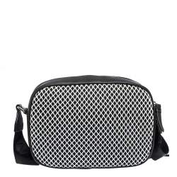 Pre Owned DKNY Black Leather and Mesh Camera Crossbody Bag