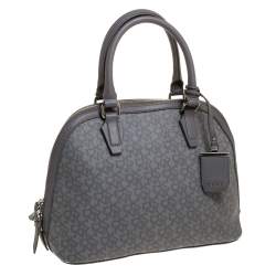 Pre Owned DKNY Grey Signature Coated Canvas Dome Satchel