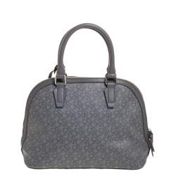 Pre Owned DKNY Grey Signature Coated Canvas Dome Satchel