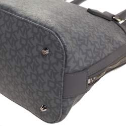 Pre Owned DKNY Grey Signature Coated Canvas Dome Satchel