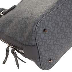 Pre Owned DKNY Grey Signature Coated Canvas Dome Satchel