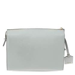 Pre Owned Dkny Grey Leather Ava Zip Crossbody Bag