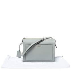 Pre Owned Dkny Grey Leather Ava Zip Crossbody Bag