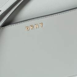 Pre Owned Dkny Grey Leather Ava Zip Crossbody Bag