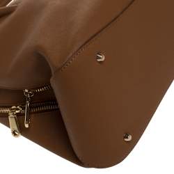 Pre Owned حقيبة دي كيه إن واي ساتشيل سحاب مزدوج جلد بني