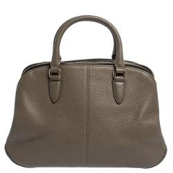 Pre Owned حقيبة دي كيه إن واي ساتشيل سحاب مزدوج جلد كاكي