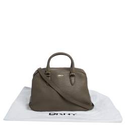 Pre Owned حقيبة دي كيه إن واي ساتشيل سحاب مزدوج جلد كاكي