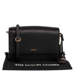 Pre Owned Dkny Black Leather Flap Crossbody Bag