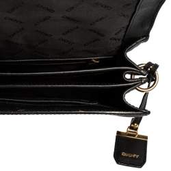 Pre Owned Dkny Black Leather Flap Crossbody Bag