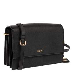 Pre Owned Dkny Black Leather Flap Crossbody Bag