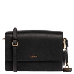 Pre Owned Dkny Black Leather Flap Crossbody Bag