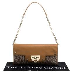 مملوكة مسبقًا Dkny Beige/Tan Signature Canvas and Leather Shoulder Bag