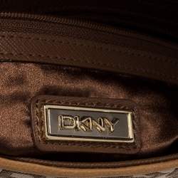 مملوكة مسبقًا Dkny Beige/Tan Signature Canvas and Leather Shoulder Bag
