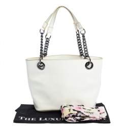 Dkny White Patent Leather Chain Tote