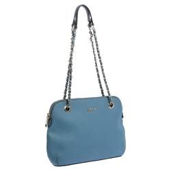 Pre Owned Dkny Blue Leather Camille Dome Shoulder Bag