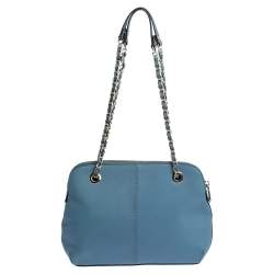 Pre Owned Dkny Blue Leather Camille Dome Shoulder Bag