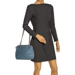 Pre Owned Dkny Blue Leather Camille Dome Shoulder Bag