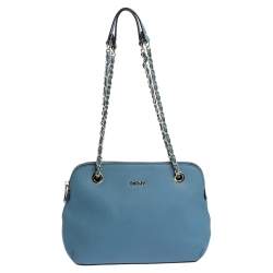 Pre Owned Dkny Blue Leather Camille Dome Shoulder Bag