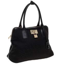 Pre Owned DKNY Black Canvas and Leather Satchel