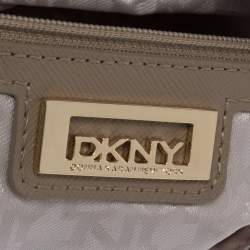 Pre Owned Dkny Grey Signature Canvas and Patent Leather Hobo