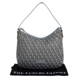 Pre Owned Dkny Grey Signature Canvas and Patent Leather Hobo
