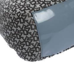 Pre Owned Dkny Grey Signature Canvas and Patent Leather Hobo