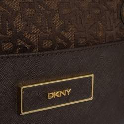 Pre Owned حقيبة كتف دي كيه أن واي سلسلة كانفاس شعار الماركة و جلد بني