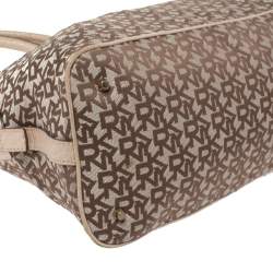Pre Owned Dkny Beige/Brown Signature Canvas and Leather Satchel
