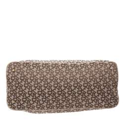 Pre Owned Dkny Beige/Brown Signature Canvas and Leather Satchel