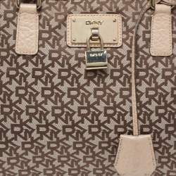 Pre Owned Dkny Beige/Brown Signature Canvas and Leather Satchel