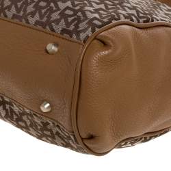 Dkny Beige/Tan Signature Canvas and Leather Tote