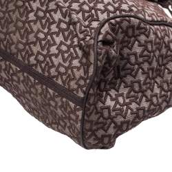 Dkny Brown Signature Canvas Scarf Hobo