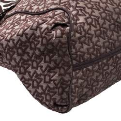 Dkny Brown Signature Canvas Scarf Hobo