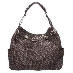 Dkny Brown Signature Canvas Scarf Hobo