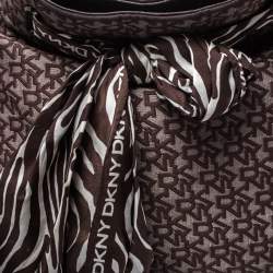 Dkny Brown Signature Canvas Scarf Hobo
