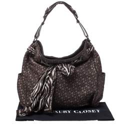Dkny Brown Signature Canvas Scarf Hobo