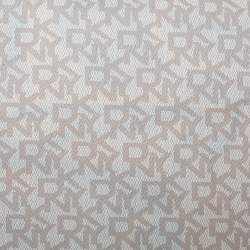 Pre Owned حقيبة كتف دي كيه أن واي قلاب كانفاس مقوى مطبوع شعار الماركة و جلد أبيض و بيج