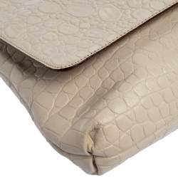 مملوكة مسبقًا حقيبة كتف دي كيه إن واي قلاب جلد نقشة التمساح أبيض