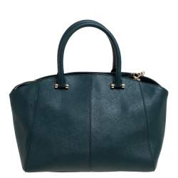 Pre Owned DKNY Green Leather Chelsea Top Zip Satchel
