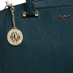 Pre Owned DKNY Green Leather Chelsea Top Zip Satchel
