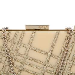 Pre Owned DKNY Beige Glitter Perspex Clutch