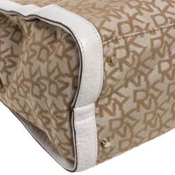 Pre Owned DKNY Beige Signature Canvas and Leather Zip Tote