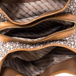 Pre Owned Dkny Beige/Brown Signature Canvas and Leather Shoulder Bag