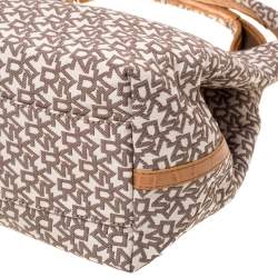 Pre Owned Dkny Beige/Brown Signature Canvas and Leather Shoulder Bag