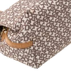 Pre Owned Dkny Beige/Brown Signature Canvas and Leather Shoulder Bag