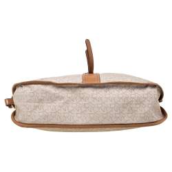 Pre Owned حقيبة  دي كي إن واي كانفاس وجلد بيج/بني فاتح بالشعار