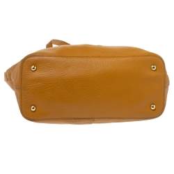 Pre Owned Dkny Mustard Leather Zip Tote