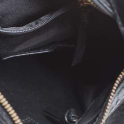 Dkny Black Signature Canvas and Croc Embossed Leather Buckle Hobo