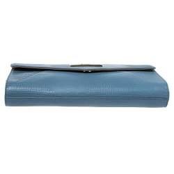 مملوكة مسبقًا Dkny Blue Croc Embossed Leather Chain Shoulder Bag