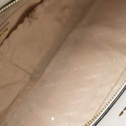 Pre Owned DKNY White Leather Bryant Park Zip Tote